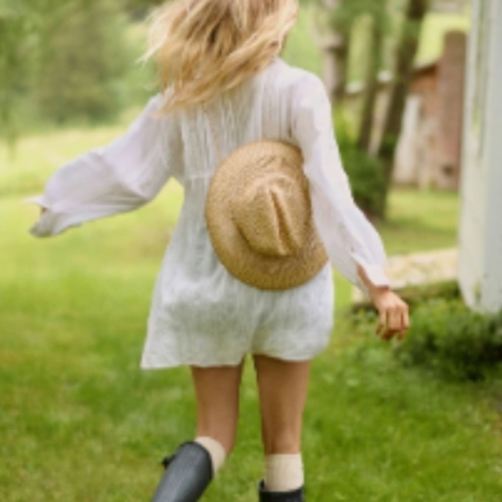 White Peasant Tunic Blouse Flowy Pintuck Pilcro Cotton - Picture 3 of 8
